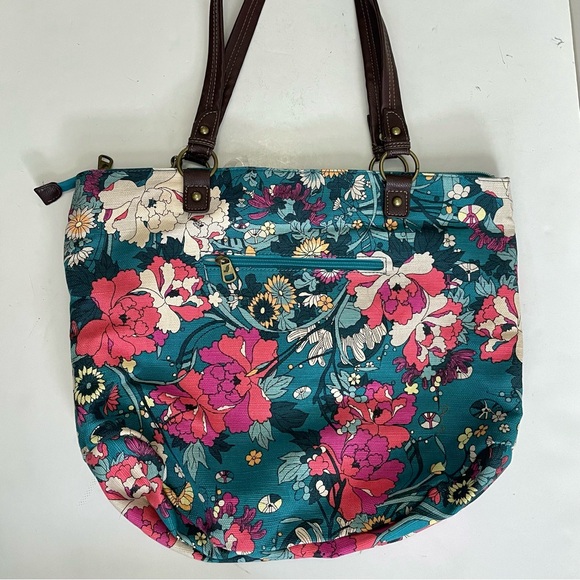 Sakroots Artist Circle Flower Power Teal Butterfly Joshua Davis Bag Tote - Picture 3 of 13